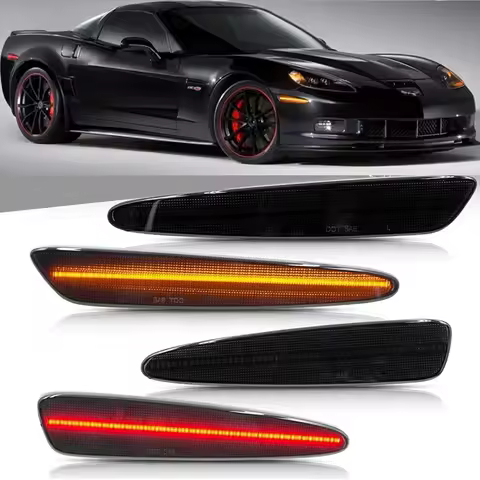 Car Front Rear Bumper Side Marker Turn Signal Lighting Yellow Red LED For Chevrolet Corvette C6 2005