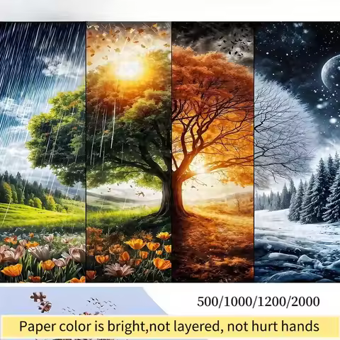 500/1000/1200/2000pcs Puzzle - Four Seasons Tree Landscape, High Quality, Easy and Fun Family Game, 