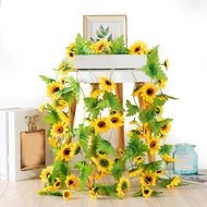 Dualswish Artificial Sunflower Vine Homestay Attic Decoration Silk Cloth Vine Sunflower Vine Country