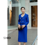 Áo vest nữ xanh cobalt dáng lửng SIXDO (Dark Cobalt Cropped Raw Vest)