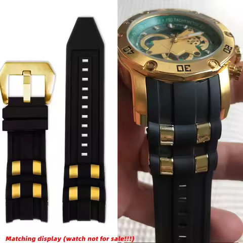 26mm For Invicta Russian Professional Divers silicone metal pellet watchband accessories curved end 