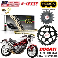 DUCATI 1000cc MONSTER S2R Full Set Regina SPORTBIKE Chain 525 ZRP Steel Sprocket Sets