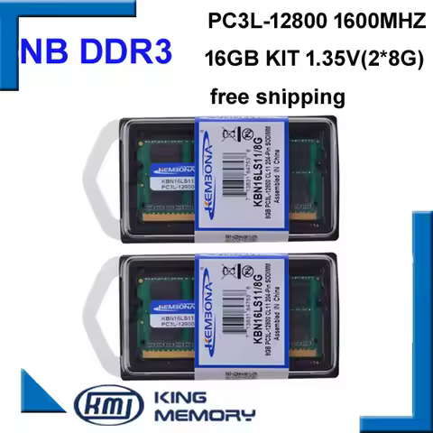 KEMBONA new arrive laptop rams sodimm DDR3L DDR3 16GB(kit of 2pcs ddr3 8gb) PC3L-12800 1.35V low pow