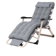 多角度調節靠背摺疊躺椅 - 灰色帶棉墊 | 輕鬆午休 | 收納自如