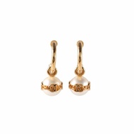 CHANEL 合金23K珍珠環繞雙CLOGO耳環耳圈耳環