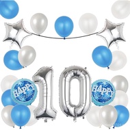 10th Birthday Decorations Party Supplies,25 Pcs 40inch Number 10 Silver Balloons set,10th Foil Mylar