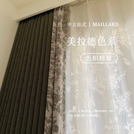 Shaoxing Cotton Linen Living Room New Style Middle Bedroom High Blackout Curtain August Retro Green 