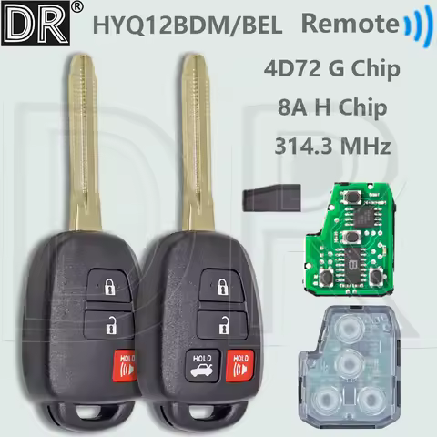 DR HYQ12BEL/HYQ12BDM 4D72/G 8A/H Chip 314.3MHz Car Remote Control Key For Toyota Camry Corolla 2012 