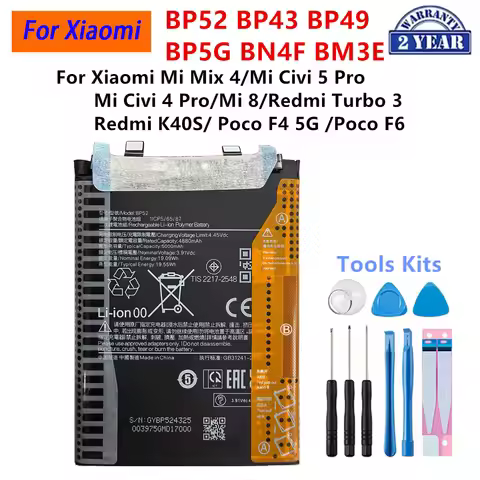 BP43 BP52 BP49 BP5G BN4F BM3E Battery For Xiaomi Mi 8/Mix 4/Civi 5 Pro/Civi 4 Pro/Redmi Turbo 3/ K40