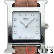 นาฬิกาข้อมือสตรี Hermes รุ่น H-Watch ประดับเพชร 12 เม็ด ตัวเรือนมุก รุ่น HH1.210 พร้อมกล่อง ตัวเรือน