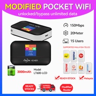 【CCM WIFI】LT600(LCD) Portable Wifi 4G LTE MIFI 150Mbps Modified Unlimited Hotspot Mifirouter Pluggable Router SIM Card