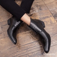 Hot-Sell  Sharp Toe Leather Men Boots High Tops Shoes English Platform Boots DKIT FRJ4