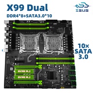 ZSUS X99 Dual Motherboard C612 Chip CPU M.2 LGA 2011 V3 E-ATX USB3.0 SATA3 8 DIMM DDR4 Support Xeon 