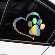 Reflective Love Footprint Car Sticker 1 Pcs Dog Footprint Car-Body Sticker 9.3X11CM Personalized Car Decoration Supplies