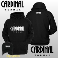 Hoodie switer oblong hitam cardinal formal bahan tebal free topi juga SWETER HOODIE CARDINAL BLOK SA