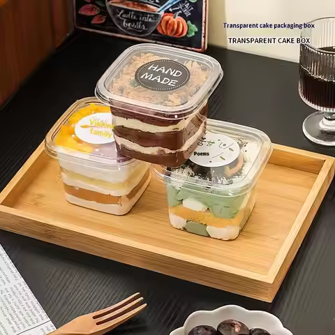 50Pcs Clear Plastic Cups Disposable Mousse Dessert Box With Lid Dessert Acrylic Food Cake Cup 150/25