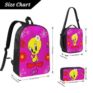 Tweety Bird New Large capacity student backpack,17in school bag set 3PCs。