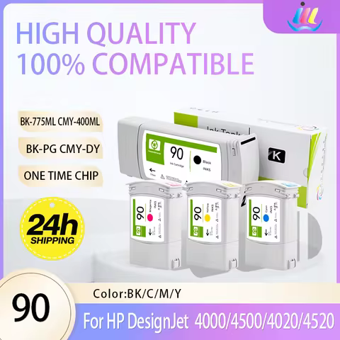 For HP 90 Ink Cartridge Full Pigment & Dye Compatible for HP Designjet 4000 4000ps 4020 4500 4520 C5