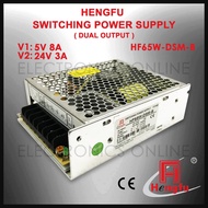 HF65W-DSM-B Dual output power supply HENGFU Switching Power Supply 5V 8A 24V 3A SMPS LED Driver Din 