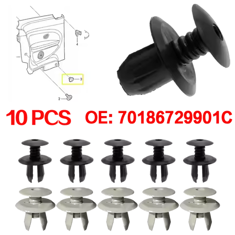 10pcs Car Fastener Bumper Clip Interior Trim Push Retainer 701867299 For VW T4 T5 TT Transporter Eur