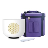 8 Inch C Note 528hz Life Of Flower Design Chakra Frosted Quartz Crystal Singing Bowl With Free Malle