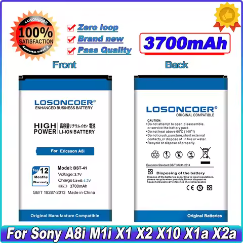 LOSONCOER 3700mAh BST-41 BST41 For Sony Ericsson Xperia PLAY R800 R800i A8i M1i X1 X2 X2i X10 X10i /