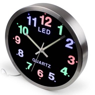 พร้อมส่ง นาฬิกาแขวนผนัง ขอบอลูมิเนียม มีไฟ LED เครื่องเดินเรียบ ไม่มีเสียงรบกวนเวลานอน ทนทาน สวย รุ่น801