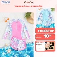 [Nuxxi] Girls' swimsuit b038 wave pattern for children to swim, girls' bikini swimsuit for kid