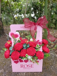 Giỏ hoa hồng giấy nhún 20 bông tặng cô tặng mẹ tặng người yêu ngày 14/2 8/3 20/10 20/11