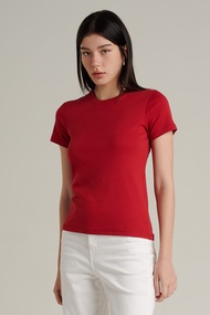 Mc JEANS Online Exclusive Mc Basic เสื้อยืดแขนสั้นผู้หญิง คอกลม MTTZA58 เสื้อยืดแขนสั้น Slim fit ทรง