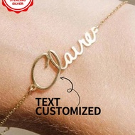 [Custom] 3 กรัม 925 เงินแท้, 1 ชิ้น สร้อยข้อมือมินิมอลที่แกะสลักข้อความแบบกำหนดเอง, ของขวัญเครื่องปร
