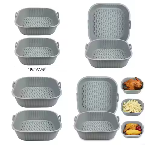 2 Pack Non Air Fryer Pads Silicone Air Fryer Tray Square Silicone Pot Liners Silicone Air Fryer Mat 