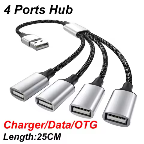 0.5m/1m USB 4 Port HUB OTG Adapter Data Trasnfer Phone Charger Extender USB Extension Cable For PC L