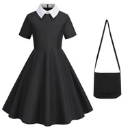 STYLE HAUL Wednesday Addams Cosplay Costume Black Dress Gothic Style Girls Halloween Costume Funny P