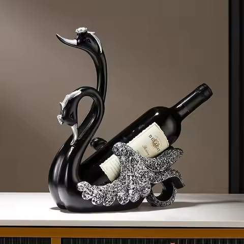 Creative Luxury High-end Red Wine Rack Black Swan Decoration, Wine Cabinet Decoration Red Wine Bottl