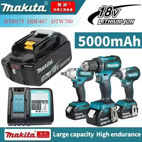 100% Original Makita 18V 5.0Ah 6.0Ah 9.0Ah Rechargeable Battery ,For Makita Power Tools Battery+char