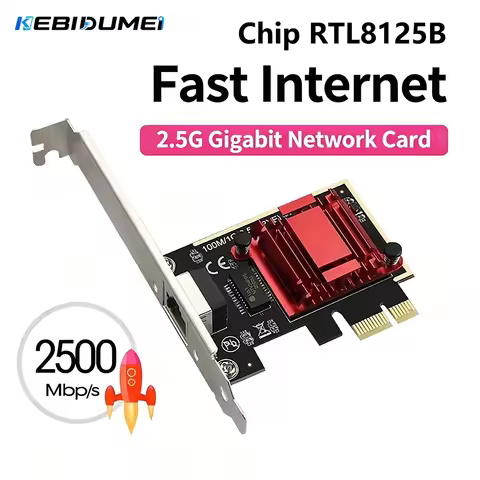 Kebidumei 2.5G PCI-E To RJ45 Network Card RTL8125B Chips 1000/2500Mbps Ethernet Wired LAN Controller