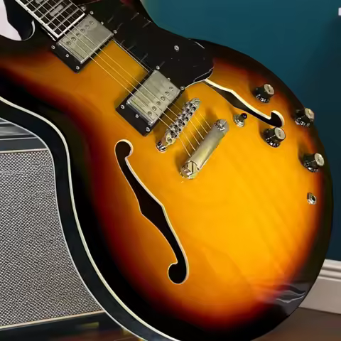 Vintage Sunburst ES-335 Semi Hollow Electric Guitar Double Humbucker F-Hole Jazz Blues Rock Guitar C