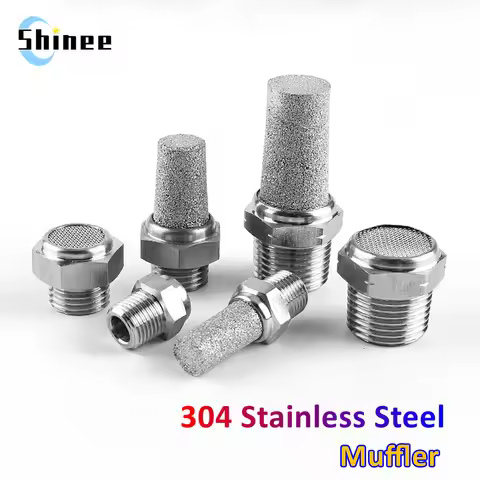 304 Stainless Steel Muffler with Flat End and Pointed End BSL Series G1/8 G1/4 G3/8 1/2" Pneumatic A