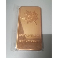 10 oz Ten Troy Ounces Maple Leaf .999 Fine Copper Bullion Bar Cu Element 10oz