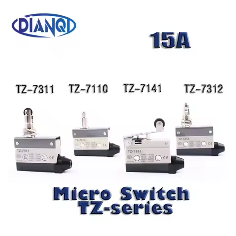 15A 250VAC TZ-7110 TZ-7141 TZ-7311 TZ-7312 Waterproof Micro Switch Travel Limit Switch Straight 90 d
