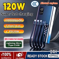 【Ready Stock】CCC 120W Super Fast Charging Powerbank 100000mAh Power Bank Qc3.0 Charger Support Porta