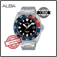 VJ42-X317BBLSS (AS9M99X1) ALBA ACTIVE Men Original Brand New Quartz Analog Pepsi Bezel Black Dial St