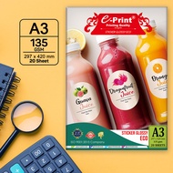 E-Print Sticker Glossy ECO Photo Paper A3 135Gsm A3 Paper