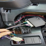 Car foot brake lock system with buzzer and fold mirror system