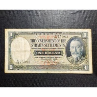 Straits Settlements Old Banknote King George V 1 Dollar Year 1935 ( Center Split ) - Original Paper