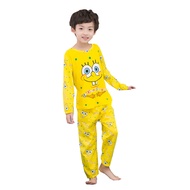 Eid Mubarak Kids Outfit Boy's or Girl's Long Sleeve Round-Neck SpongeBob Nightie Kid's Natural Pajam