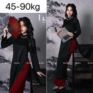 Ct03-Black modern ao dai, big size 90kg/ straight ao dai/ aodailynka88