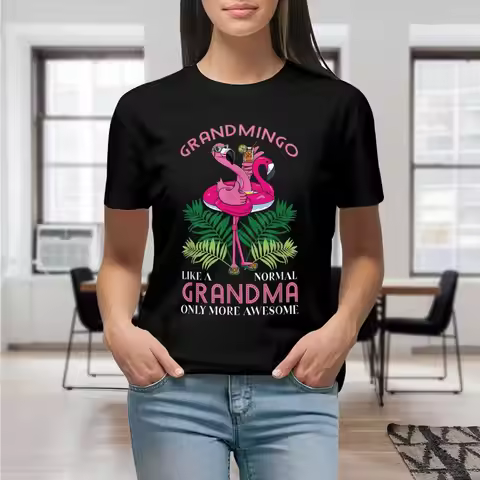 Grammingo like a normal Grandma Only More Awesome Print T shirt Women Short Sleeve Black T-Shirt Siz