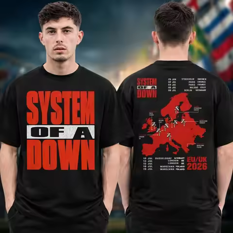 System of A Down EU/UK 2026 Tour Unisex 100%Cotton Shirt 2026 Summer New Y2k Hip Hop Style Fashion H